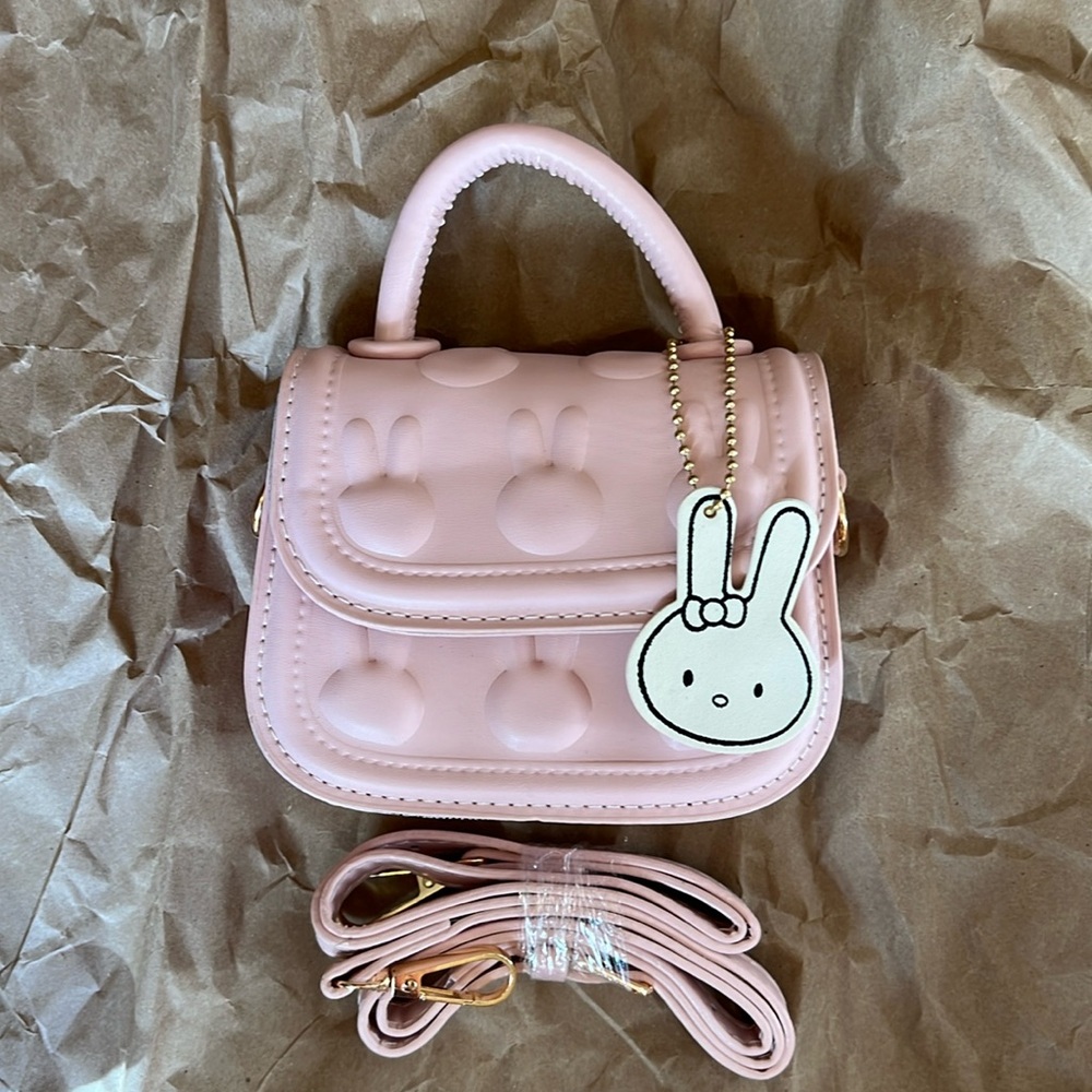 NWOT PU leather, mini Miffy bag in precious pink!